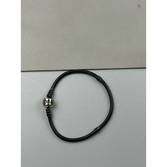 Pandora Oxidized Sterling Silver Snake Chain Charm Bracelet 7" #590702OX - Picture 3 of 6